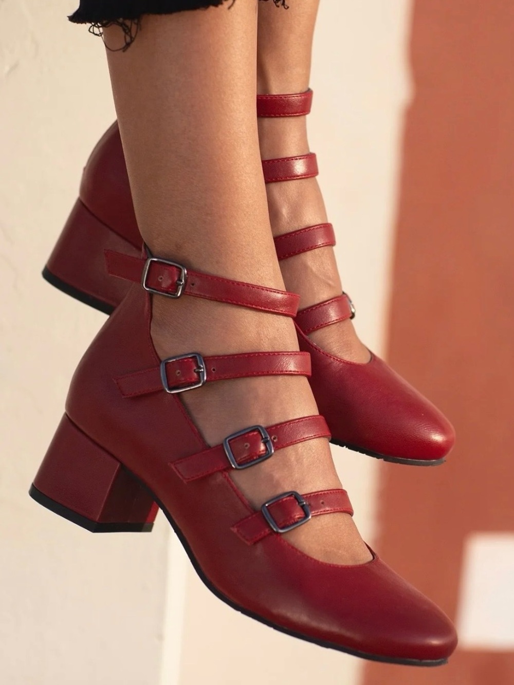 Seychelles BC Footwear Red Multi-Strap Block Heel Mary Janes Shoes size 8 New